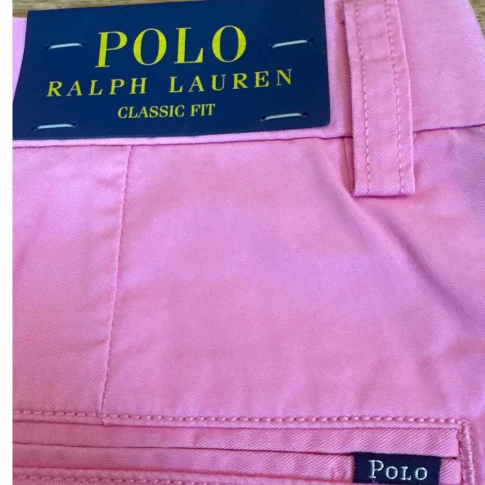 Polo Ralph Lauren Mens Classic Fit Pink Pima Cotton Chino Shorts Size 33 NWT